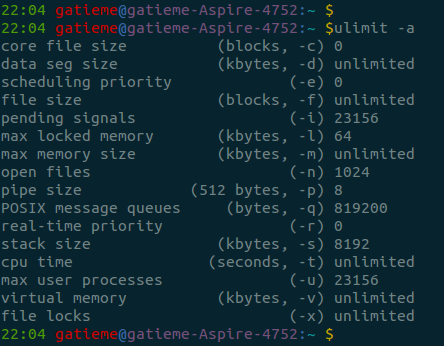 ulimit -a