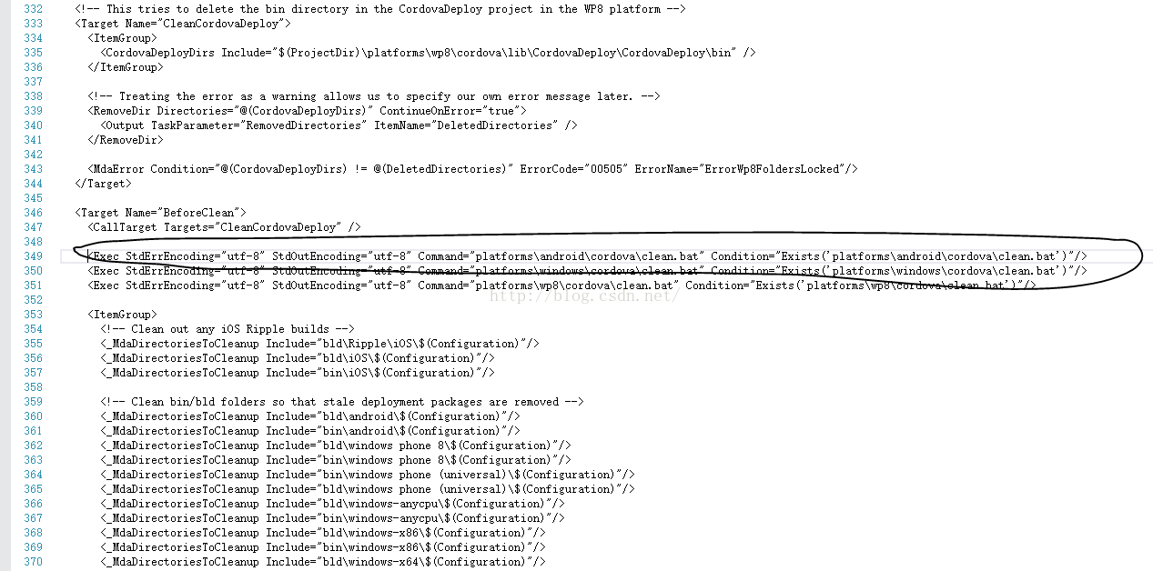MSB3073 命令“platforms\android\cordova\clean.bat”已退出，代码为 2。