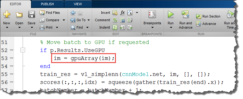 图5<code>gpuArray</code>和<code>gather</code>函数可以使你将MATLAB 工作空间中的数据转换到GPU中