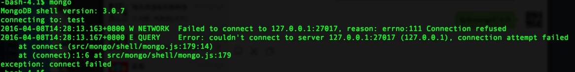 启动mongodb报错详情