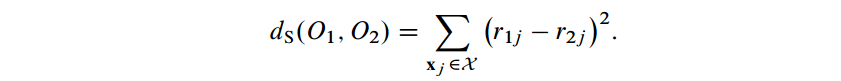 squared differences between ranks