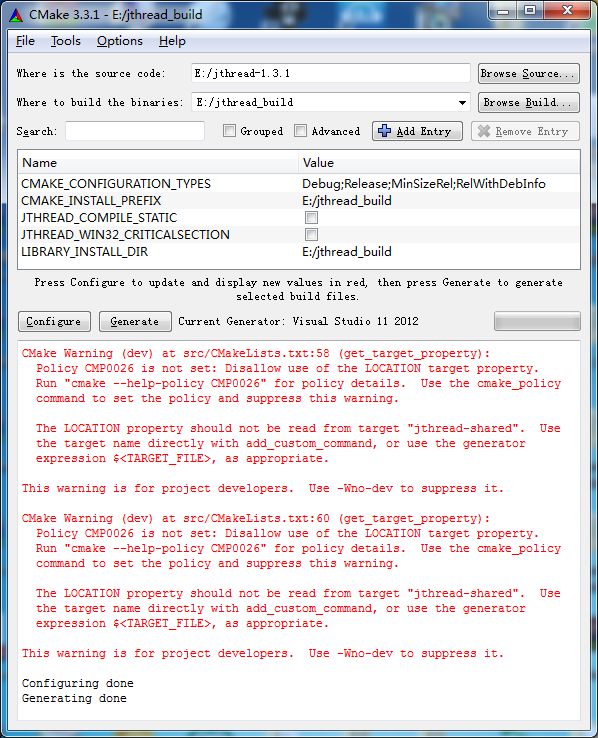 Windows 7（Win7）下Visual Studio 2012（VS2012）编译jrtplib与MinGW编译jrtplib