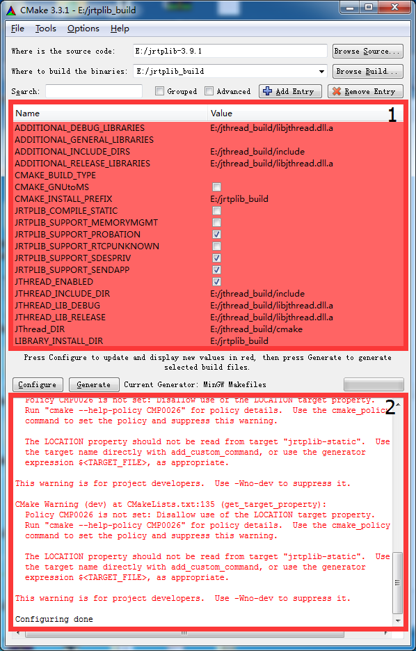 Windows 7（Win7）下Visual Studio 2012（VS2012）编译jrtplib与MinGW编译jrtplib