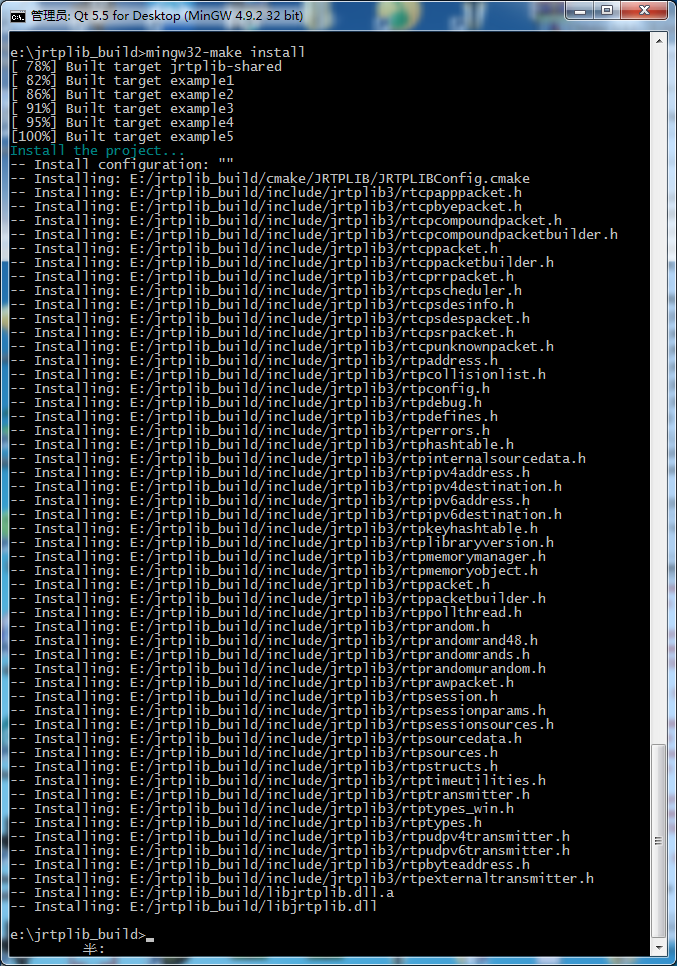 Windows 7（Win7）下Visual Studio 2012（VS2012）编译jrtplib与MinGW编译jrtplib