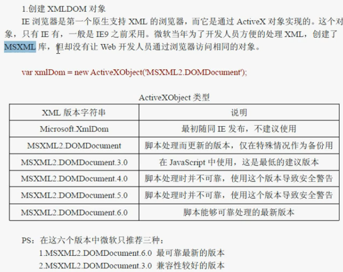 下面描述了如何创建XML DOM对象