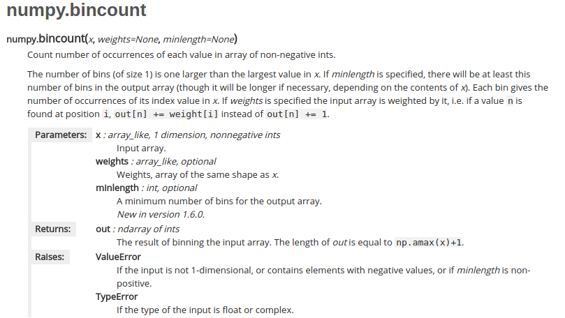 numpy.bincount详解