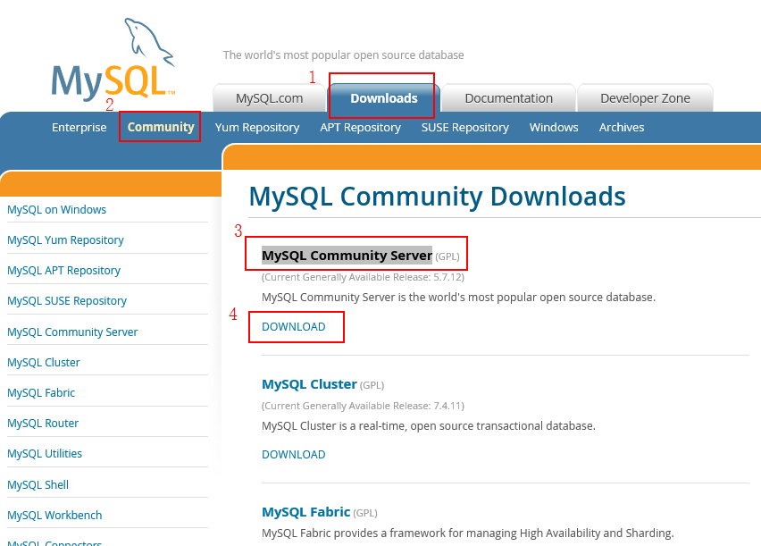 MySQL下载链接