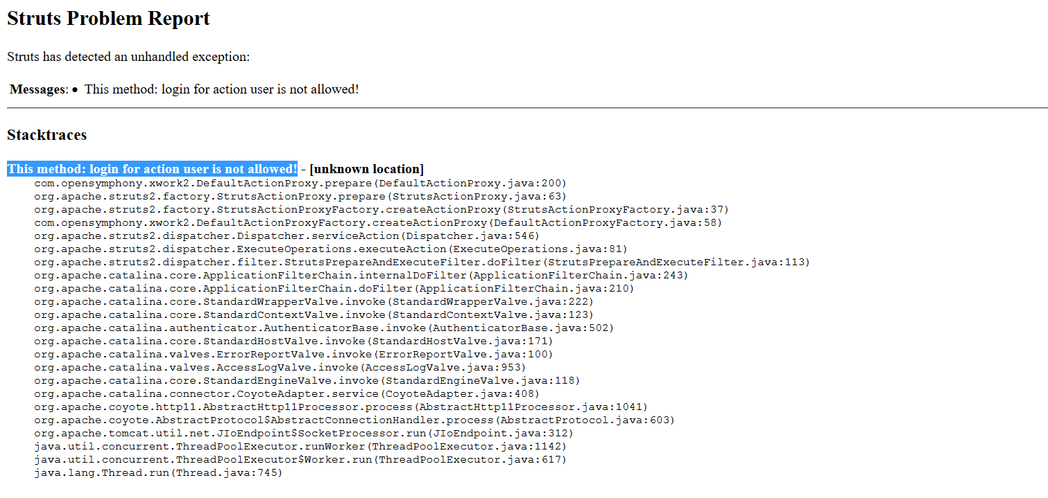 struts2This method login for action user is not allowed!_method