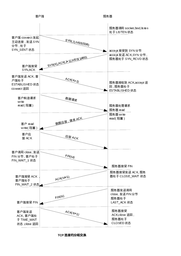 TCP分组交换过程