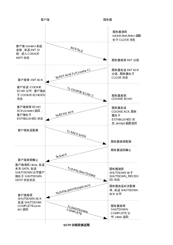 SCTP分组交换过程