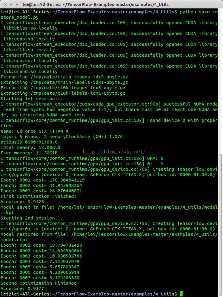 学习TensorFlow，保存学习到的网络结构参数并调用