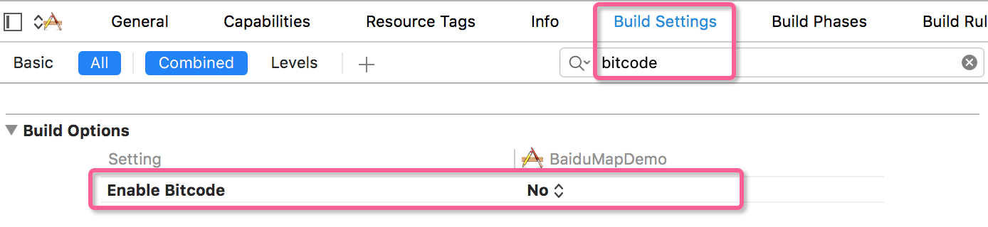 bitcode设置为NO