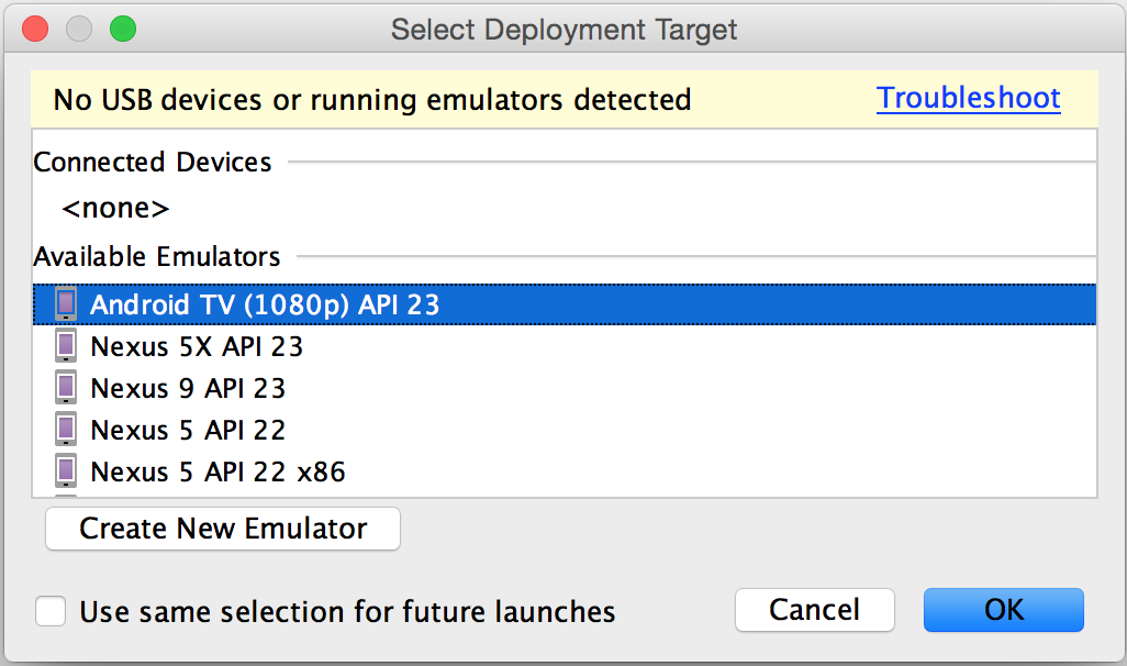 Third party emulator. Select deployment target, в андроид студио. USB эмулятор.