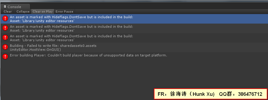 An asset is marked with HideFlags.DontSave but is included in the build ...