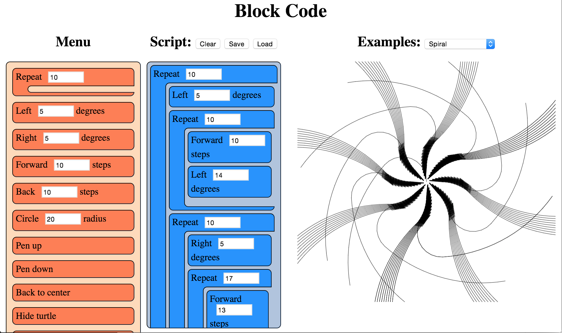 The Blockcode IDE in use