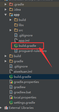 内层build.gradle位置