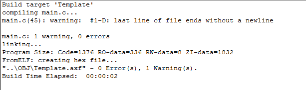 使用新手MDK时候，有关警告：last line of file ends without a newline解决办法