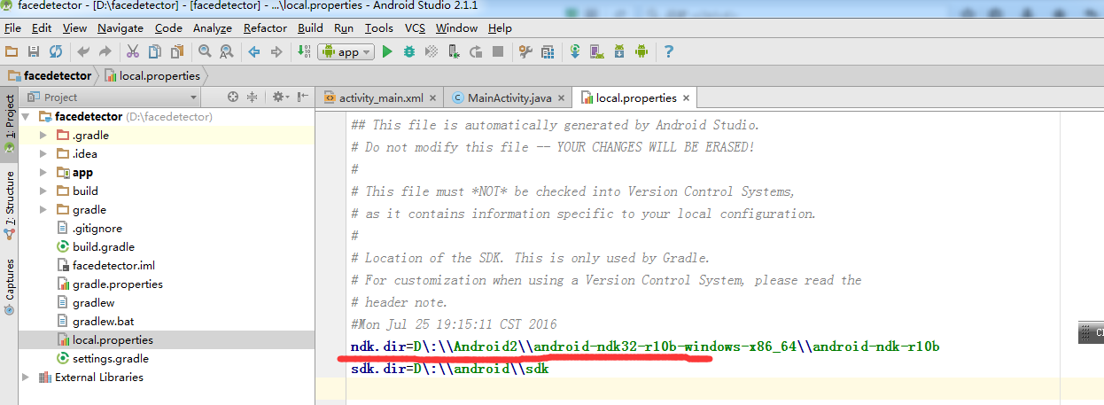  你就可以看到local.properite文件中就添加了NDK路径