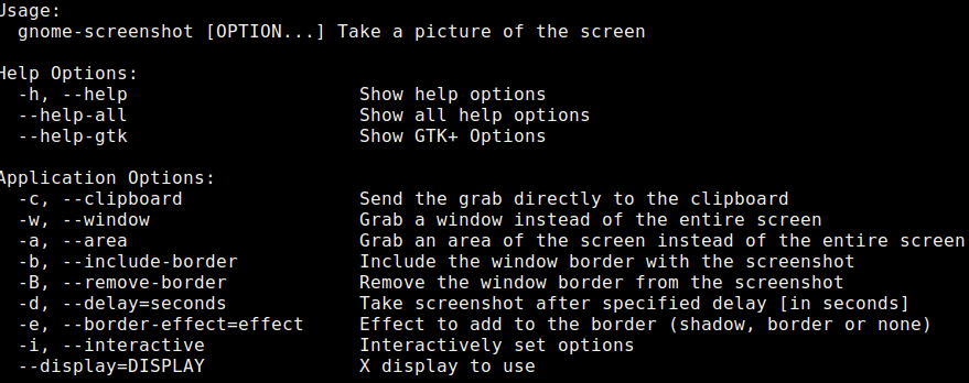 gnome-screenshot usage