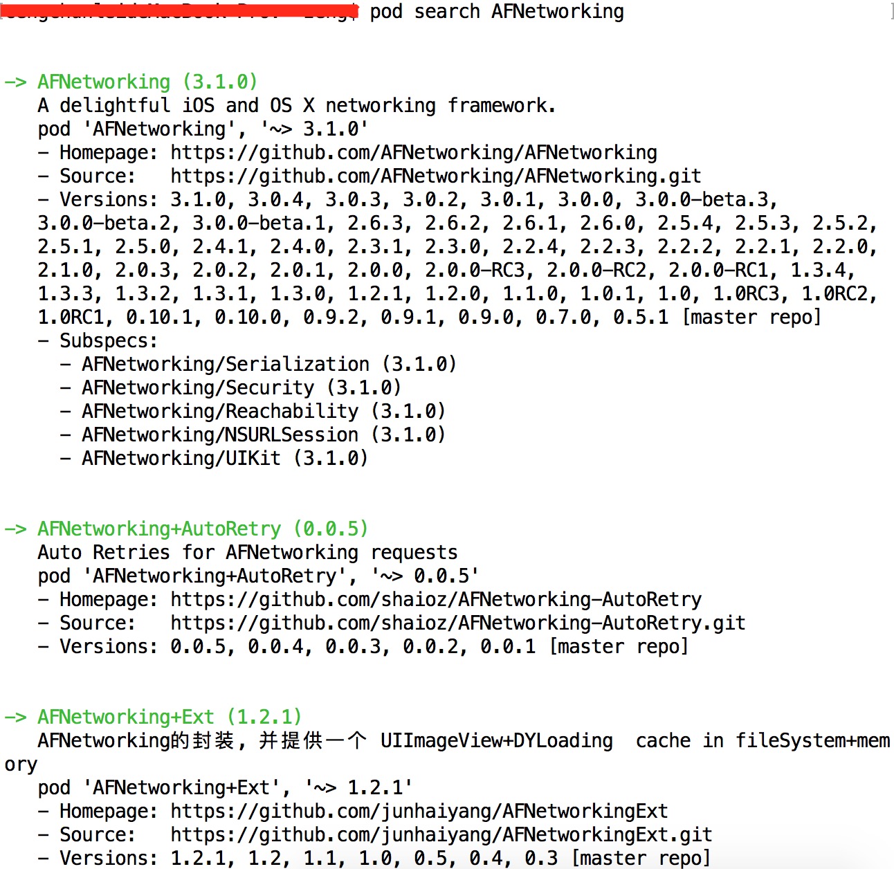 AFNetworking版本資訊