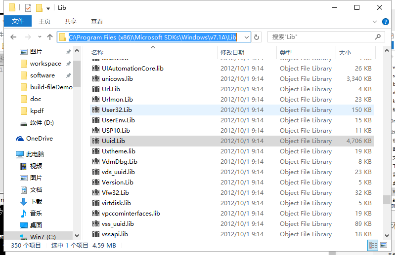 C:\Program Files (x86)\Microsoft SDKs\Windows\v7.1A\Lib