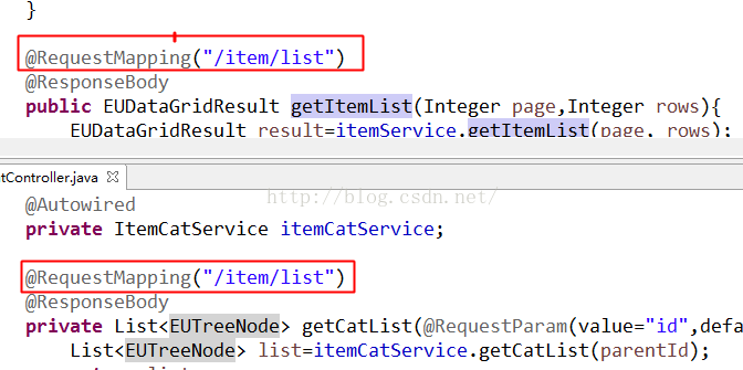 java.lang.IllegalStateException: Ambiguous mapping found. Cannot map 'itemController' bean method