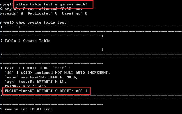 Mysql Alter Engine Innodb