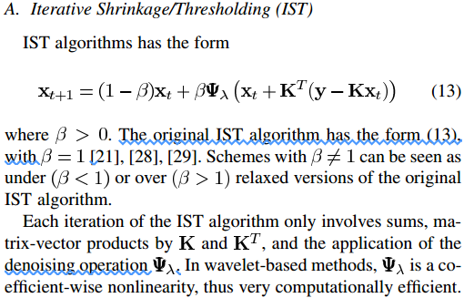 IST：Iterative Shrinkage/Thresholding和Iterative Soft Thresholding