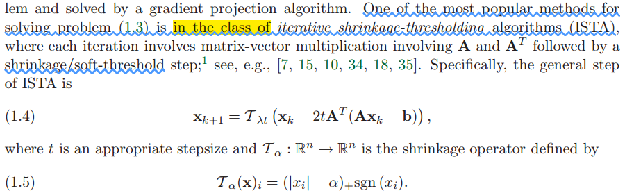 IST：Iterative Shrinkage/Thresholding和Iterative Soft Thresholding