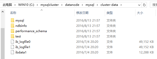 C:\mysqlcluster\datanode\mysql\cluster-data