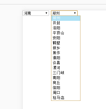 Jquery AJAX选择省份,市区