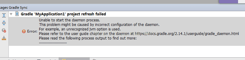 【Android studio】 unable to start the daemon process