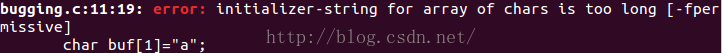 【GCC调试程序C语言问题】error: initializer-string for array of chars is too long [-fpermissive]