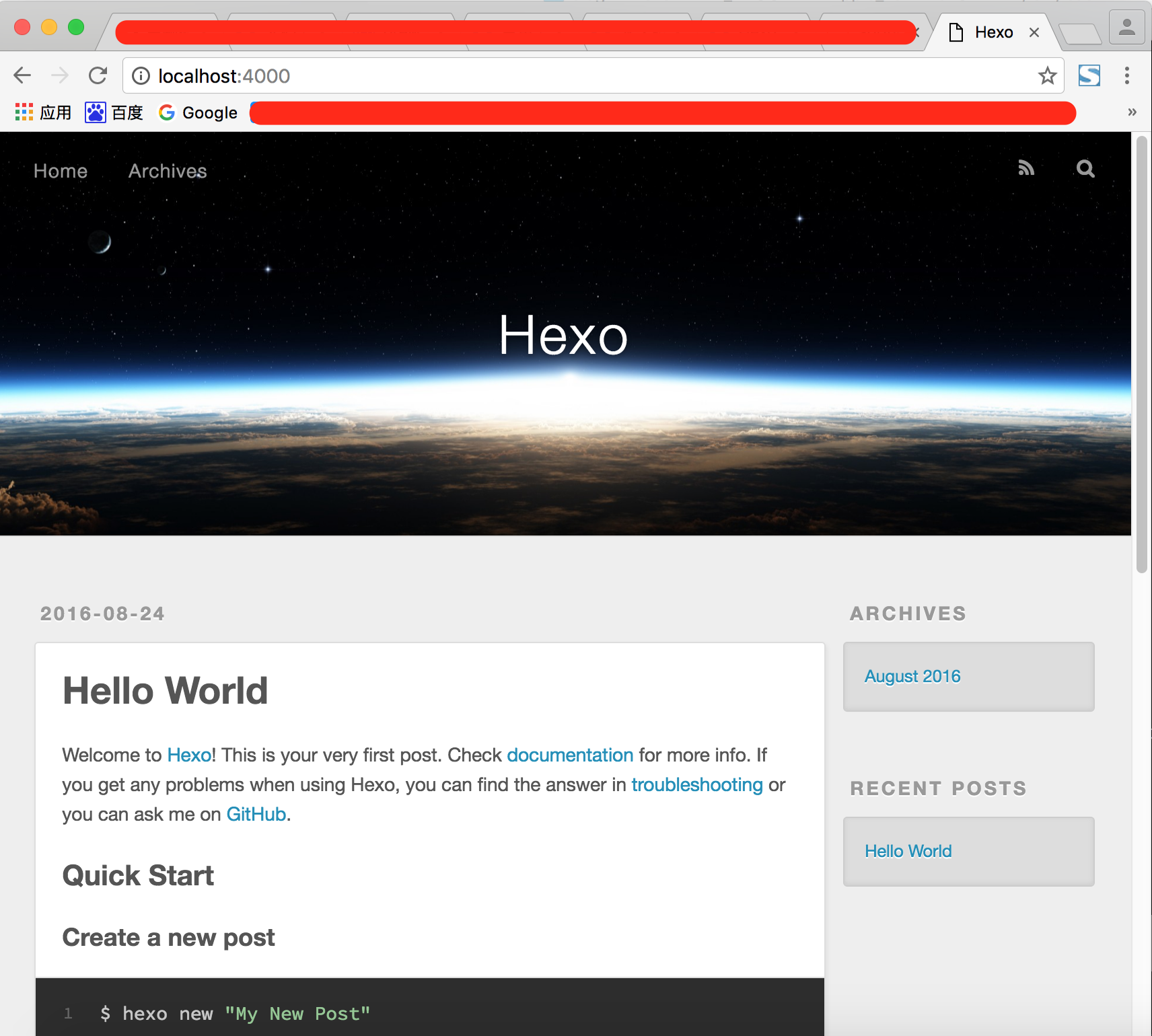 Hexo在Github中搭建博客系统(1)Hexo安装