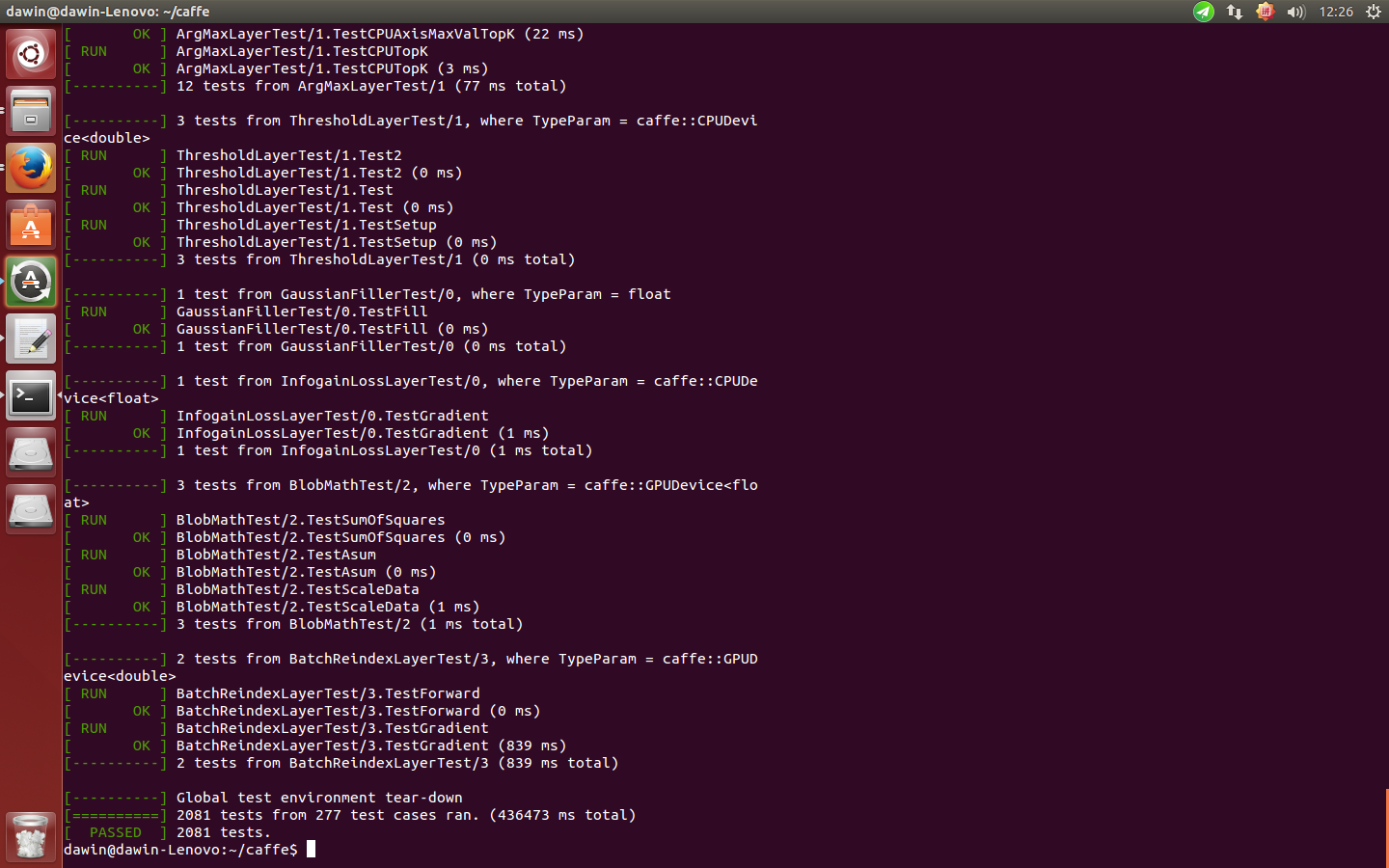 caffe安装成功效果图