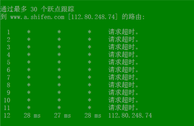 tracert返回结果