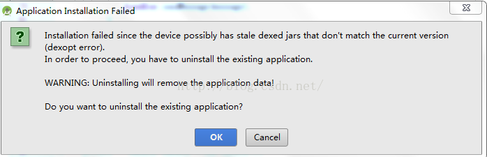 Installation failed since the device possibly has stale dexed jars that ...解决办法