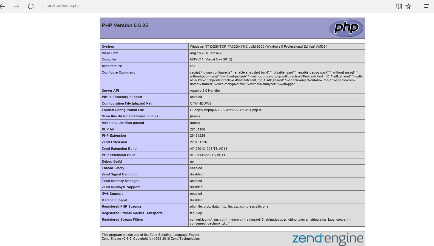 搭建apache2.4+php5.6环境