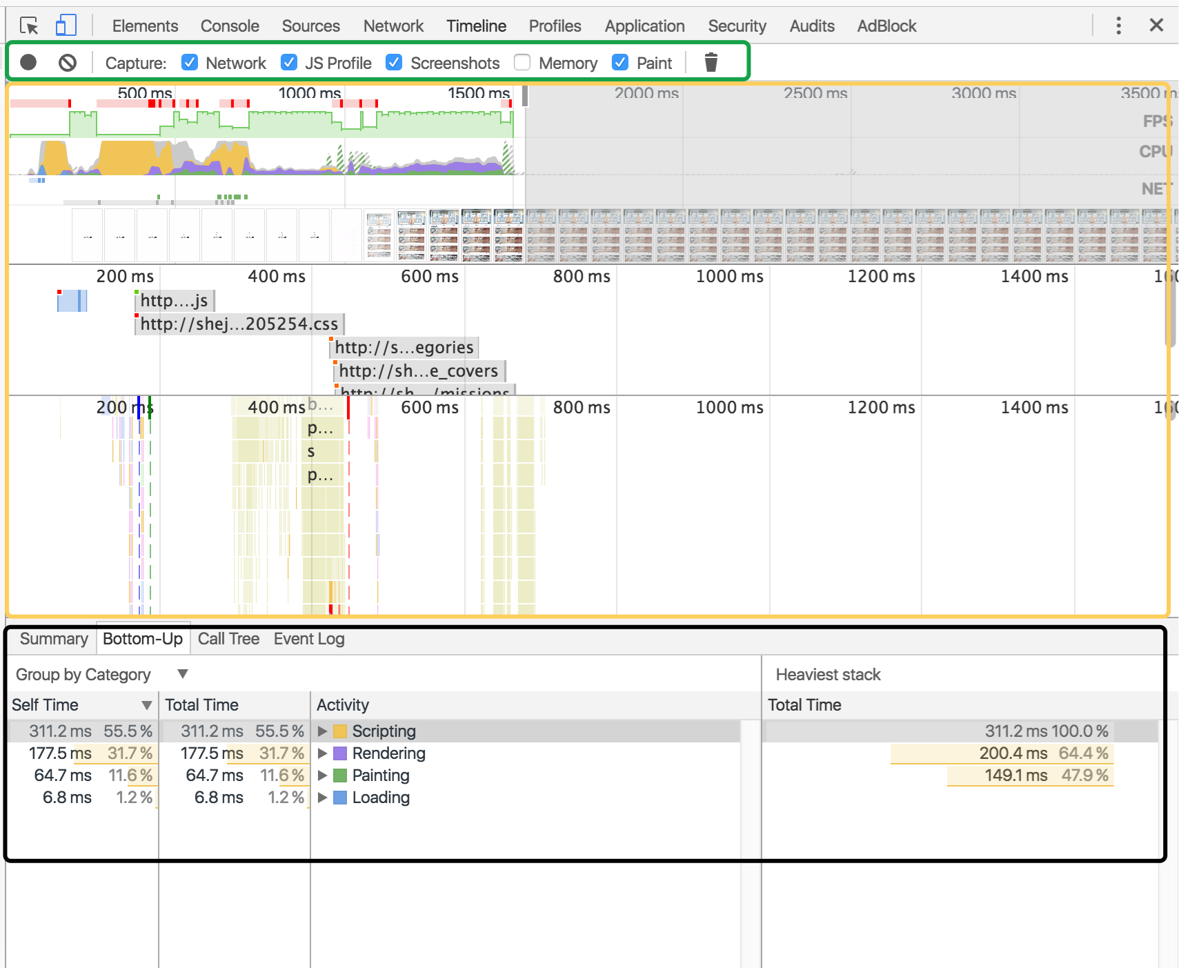 chrome timeline