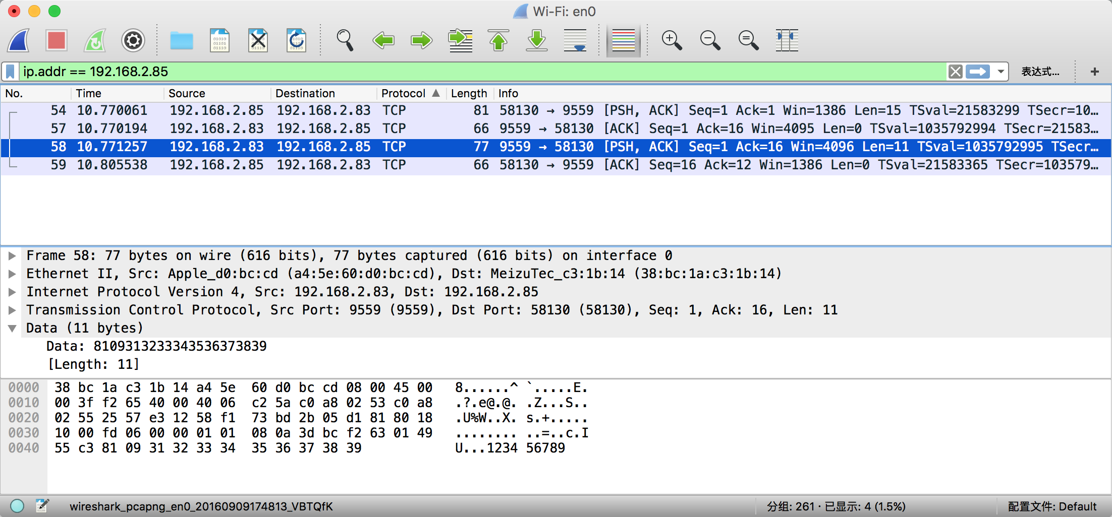 WireShark receiver