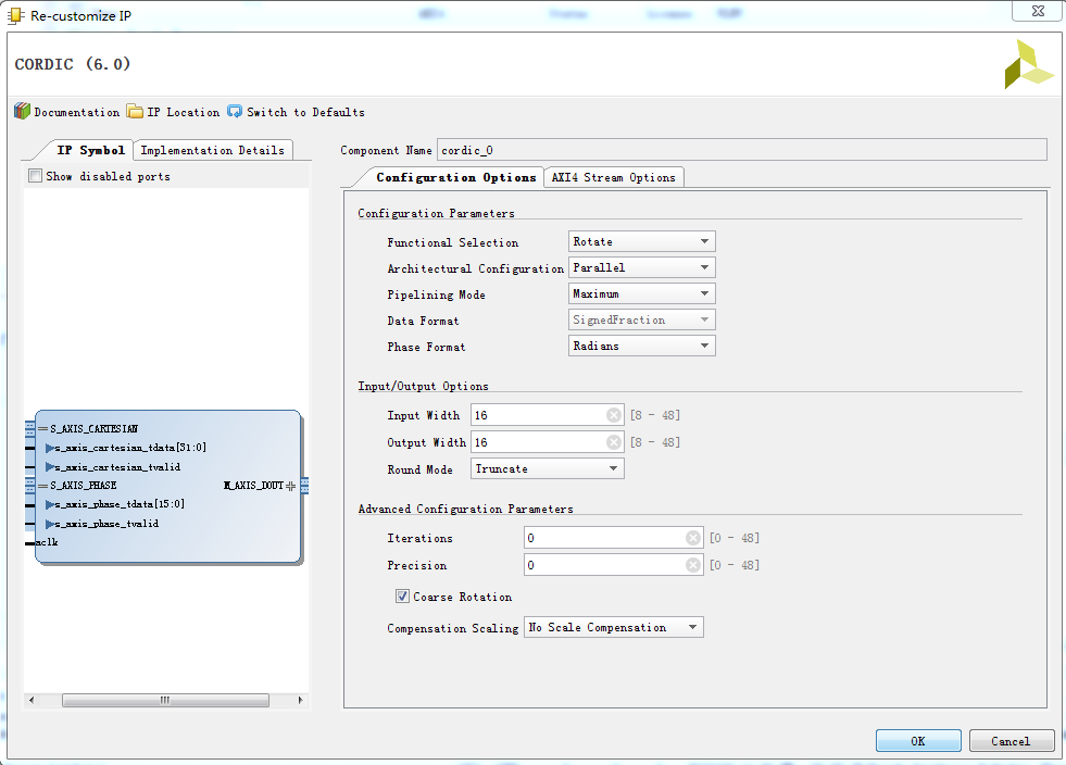 Cordic v6.0 IP CORE使用说明