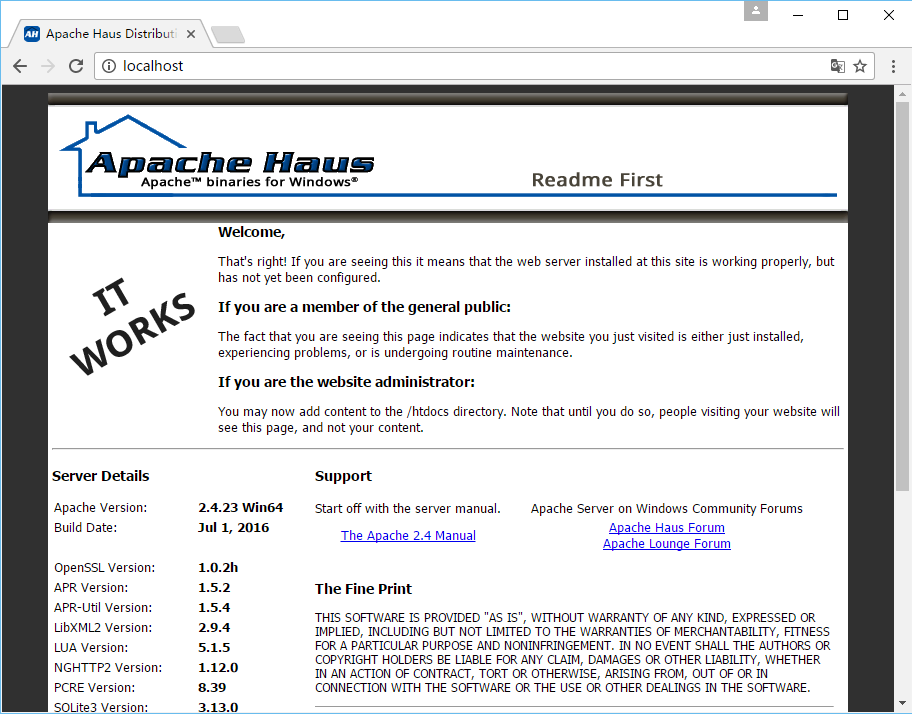 Apache windows. Apache Server. Web admin. README а1.