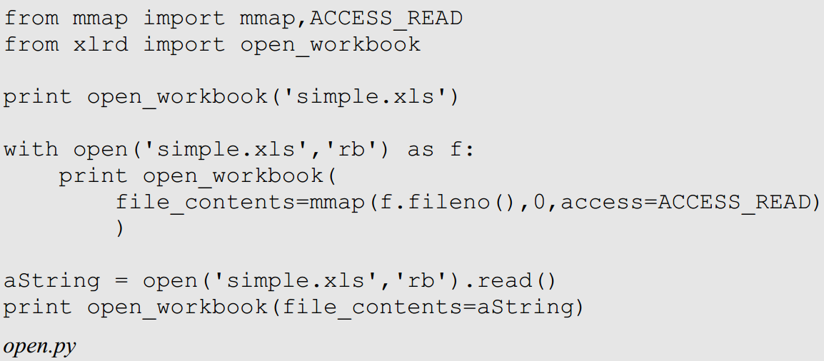 mmap.mmap对象或字符串都添加到open_workbook()方法的file_contents属性中