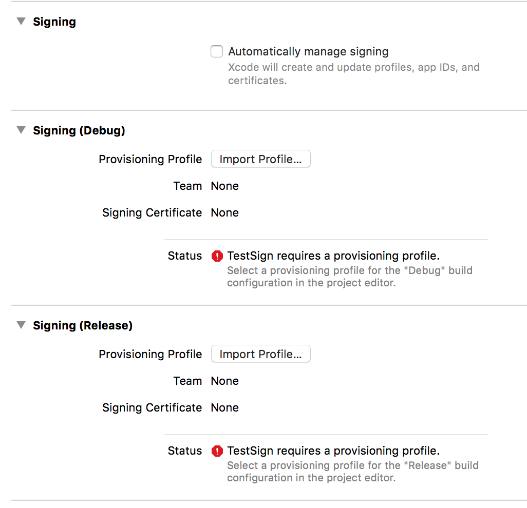 关闭Automatically manage signing