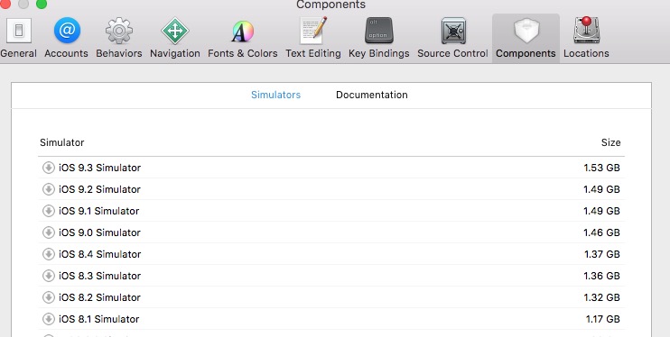 问题：Xcode8更新之后模拟器找不到了