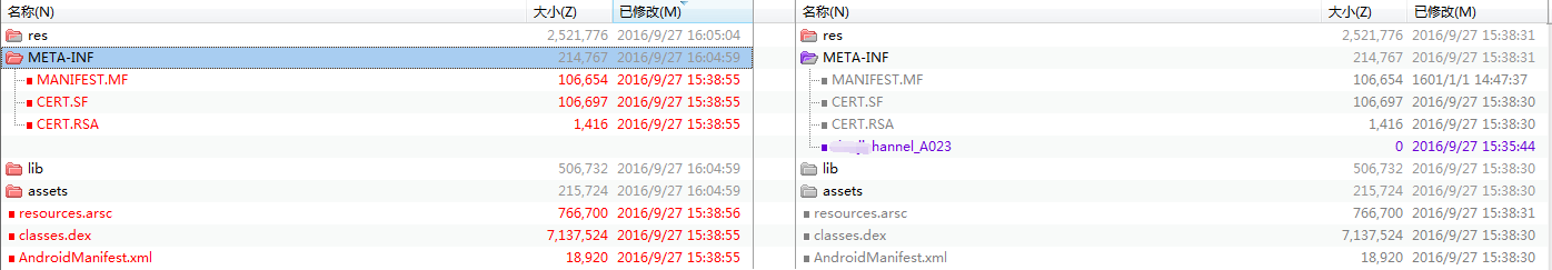 出错版本apk增加渠道包前后对比