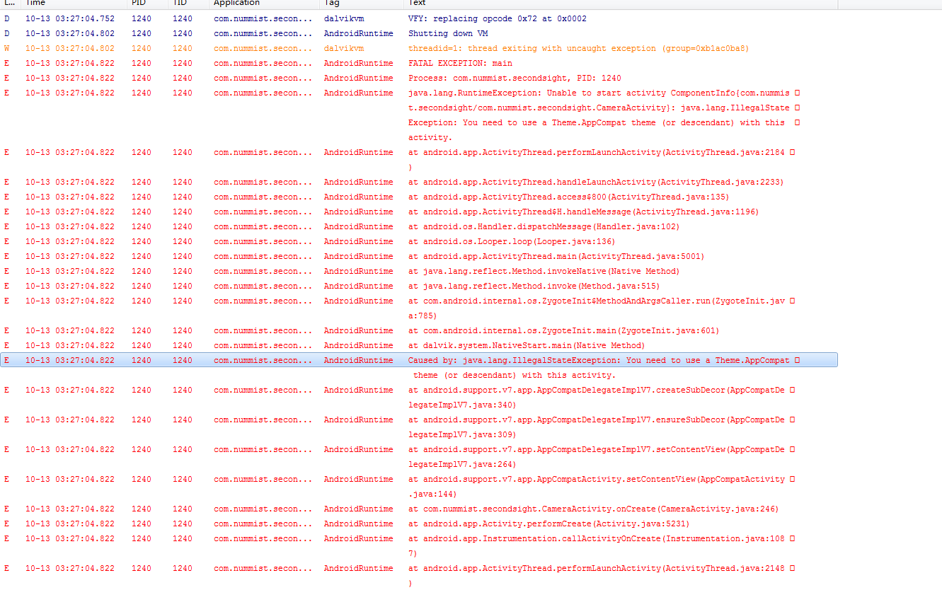 java.lang.IllegalStateException: You need to use a Theme.AppCompat theme