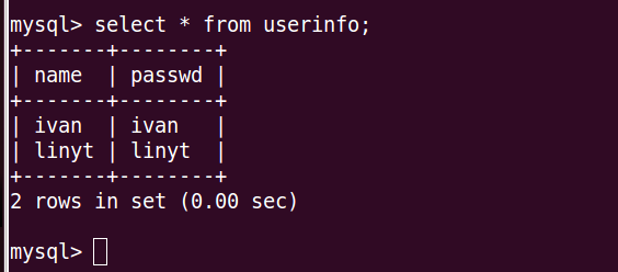 userinfo表中所有记录