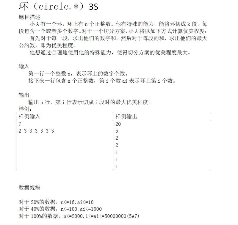 环上k划分的和的gcd的最大值【gcd基本性质的利用】