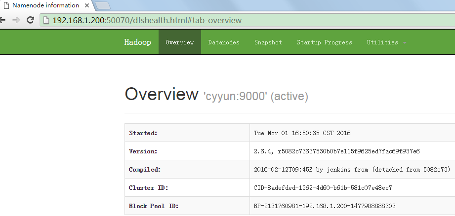 页面能访问50070